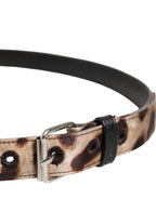 Dolce & Gabbana Brown Leopard Silver Metal Buckle Belt - Zeiniez