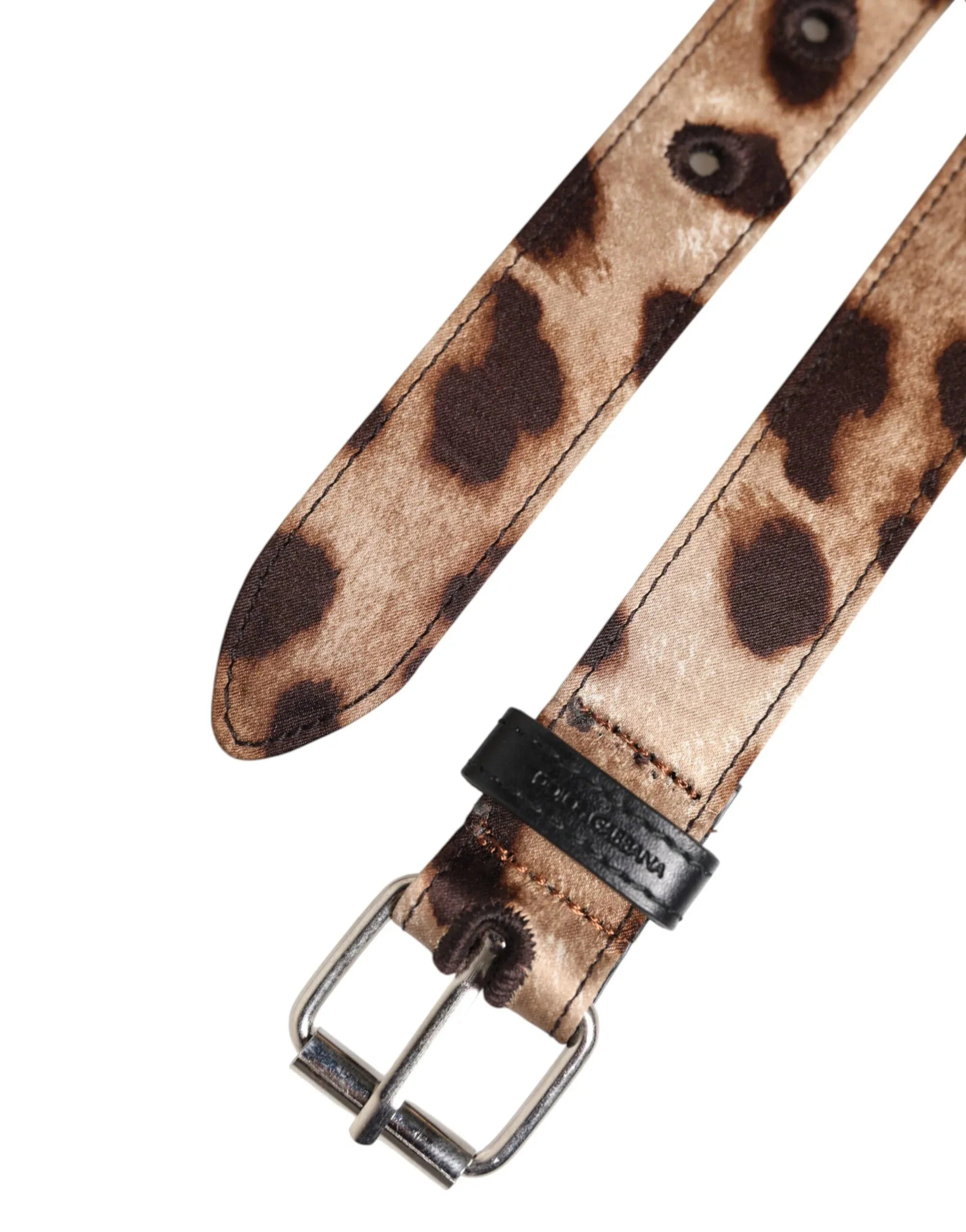 Dolce & Gabbana Brown Leopard Silver Metal Buckle Belt - Zeiniez