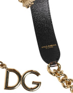 Dolce & Gabbana Brown Leopard Gold Brass Chain Accessory Shoulder Strap - Zeiniez