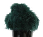 Dolce & Gabbana Green Fur DG Logo Embroidered Cloche Hat - Zeiniez