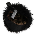 Dolce & Gabbana Black Tibet Lamb Fur Leather Gatsby Hat - Zeiniez