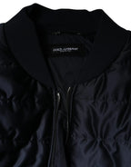 Dolce & Gabbana Dark Blue Quilted Full Zip Bomber Jacket - Zeiniez
