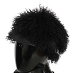 Dolce & Gabbana Black Tibet Lamb Fur Leather Gatsby Hat - Zeiniez