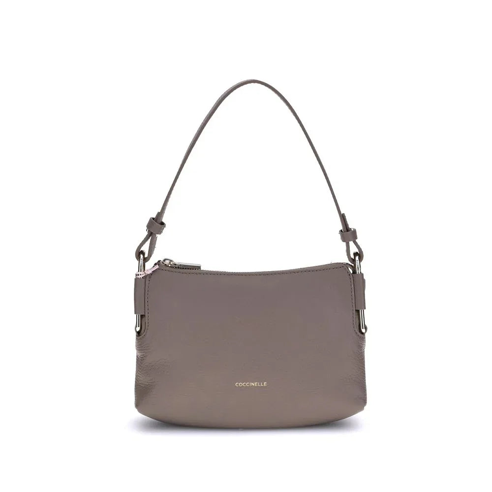 Coccinelle Gray Calf Leather Bos Taurus Shoulder Bag