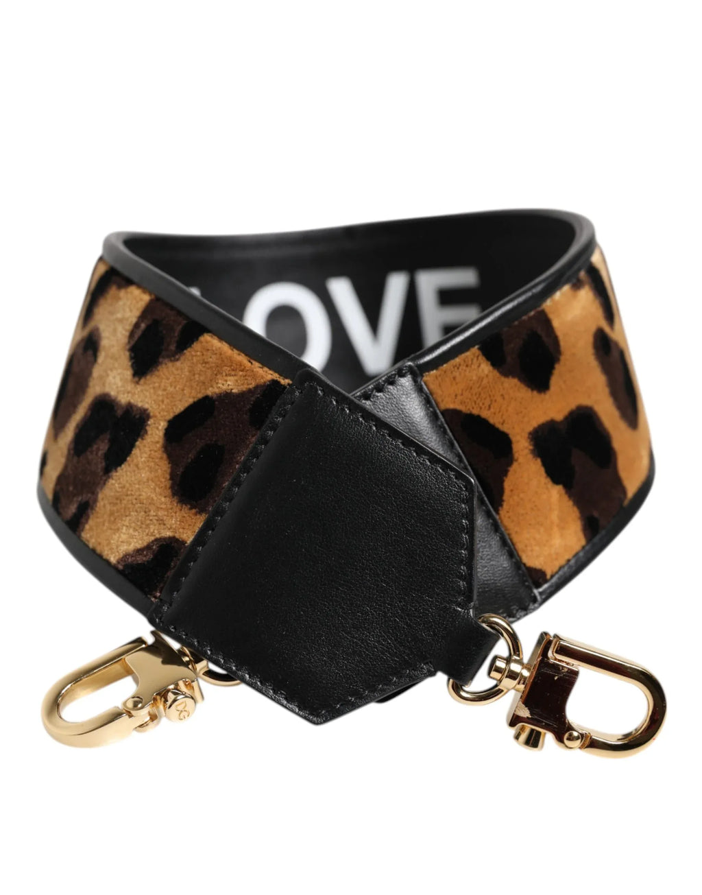 Dolce & Gabbana Black Leopard Print Reversible Bag Shoulder Strap - Zeiniez