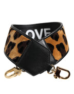 Dolce & Gabbana Black Leopard Print Reversible Bag Shoulder Strap - Zeiniez