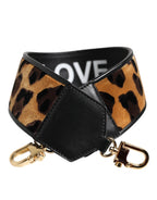 Dolce & Gabbana Black Leopard Print Reversible Bag Shoulder Strap