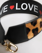 Dolce & Gabbana Black Leopard Print Reversible Bag Shoulder Strap - Zeiniez