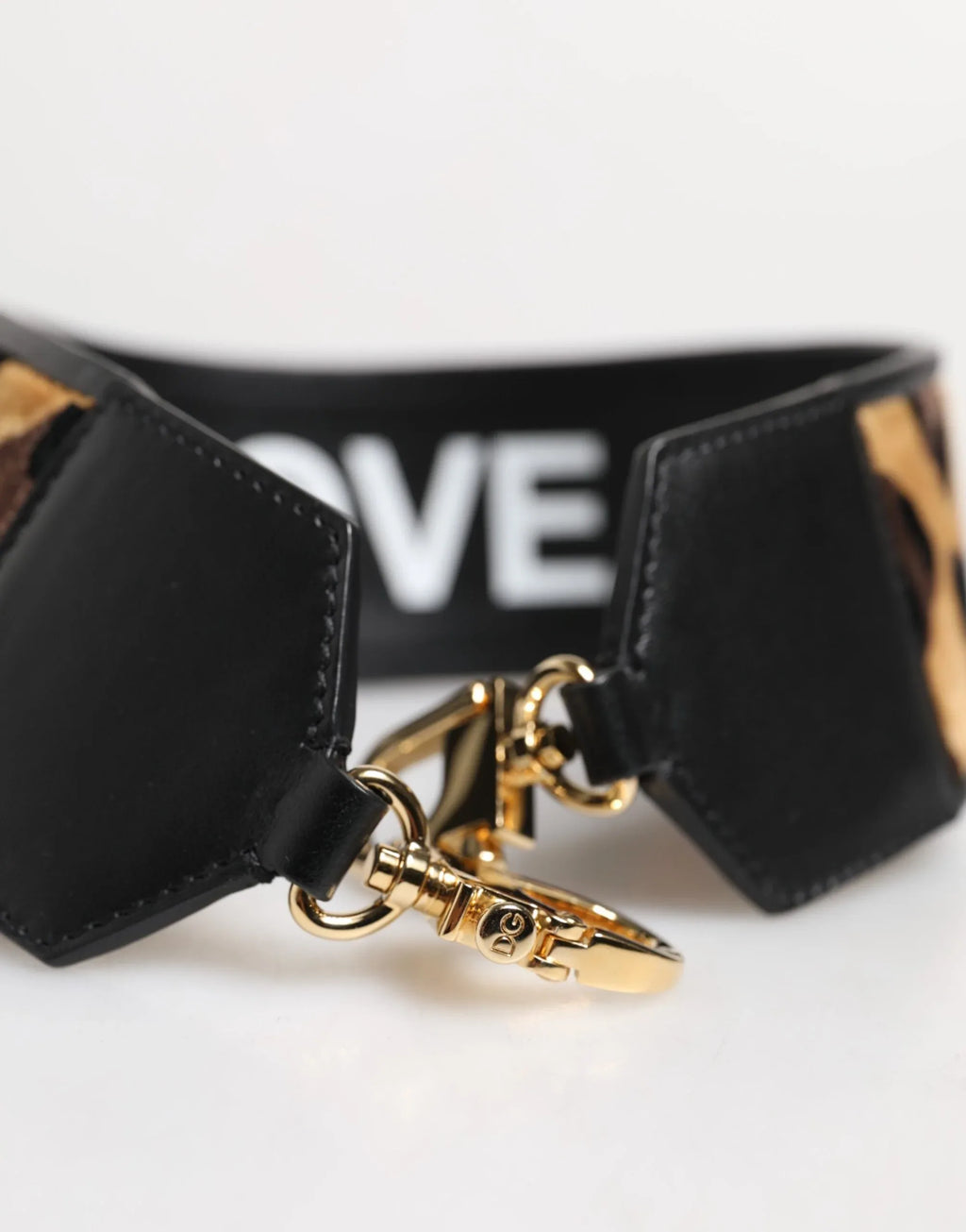 Dolce & Gabbana Black Leopard Print Reversible Bag Shoulder Strap - Zeiniez