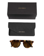 Dolce & Gabbana Brown Acetate Round Leopard Print Eyewear Sunglasses