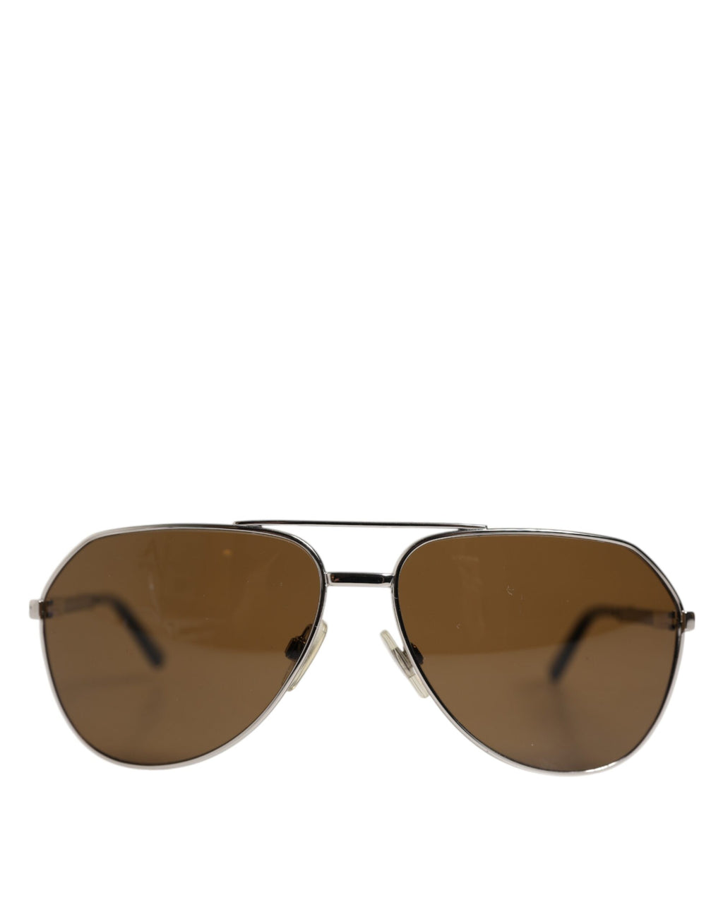 Dolce & Gabbana DG2073 Silver Steel Classic Pilot Brown Lens Sunglasses - Zeiniez