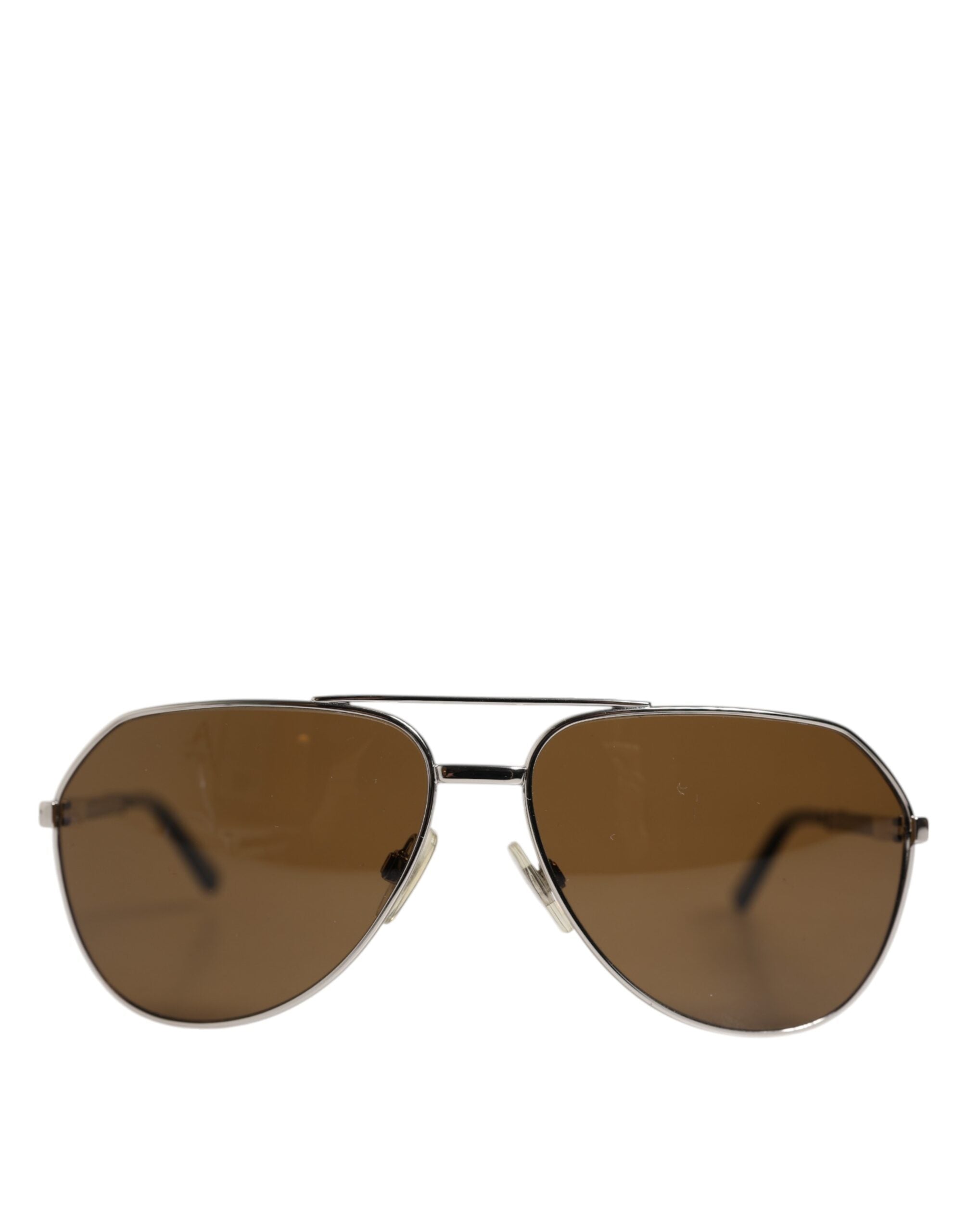 Dolce & Gabbana DG2073 Silver Steel Classic Pilot Brown Lens Sunglasses - Zeiniez