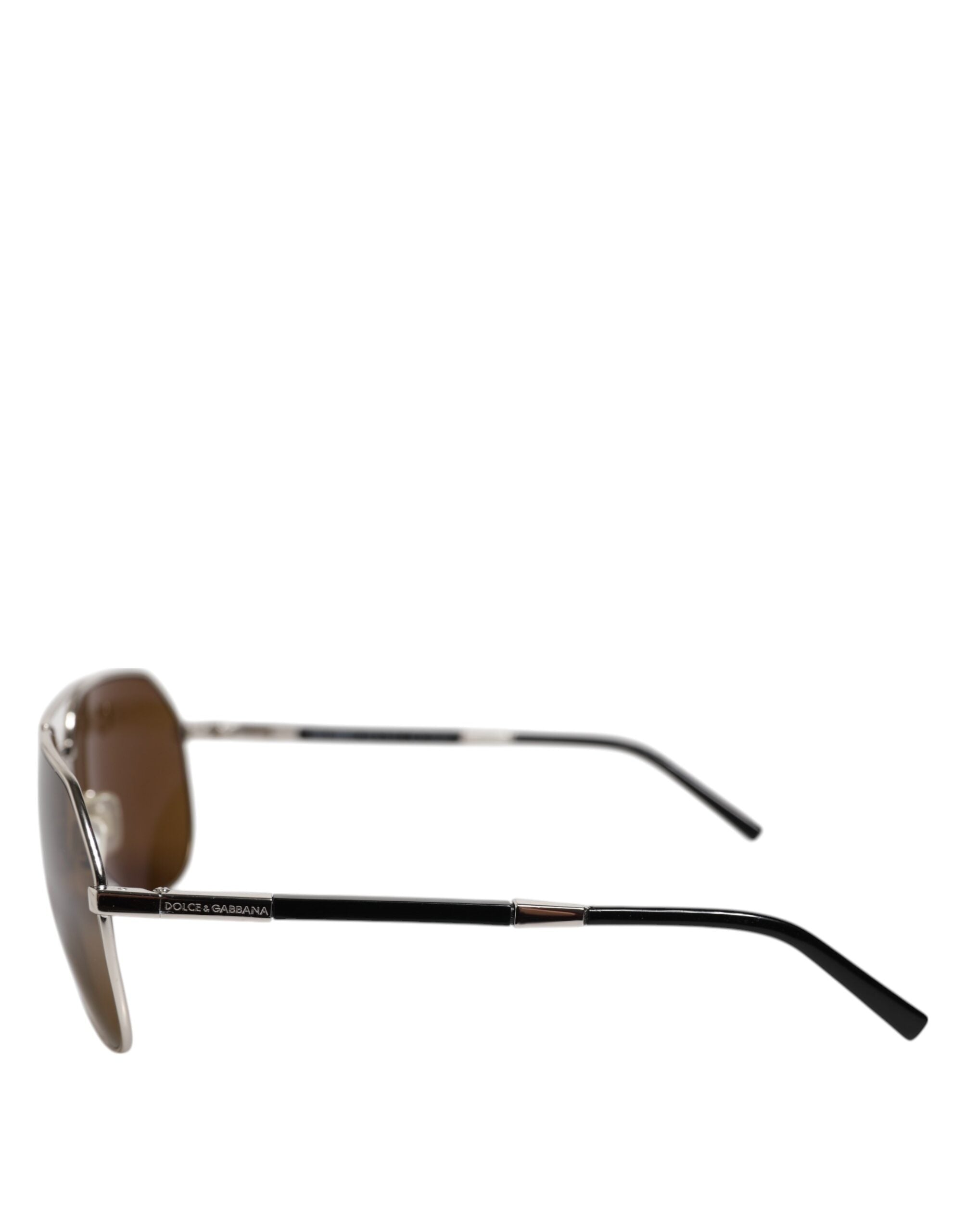 Dolce & Gabbana DG2073 Silver Steel Classic Pilot Brown Lens Sunglasses - Zeiniez