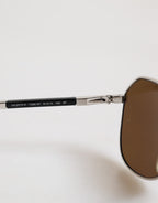Dolce & Gabbana DG2073 Silver Steel Classic Pilot Brown Lens Sunglasses - Zeiniez