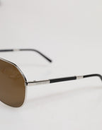 Dolce & Gabbana DG2073 Silver Steel Classic Pilot Brown Lens Sunglasses - Zeiniez