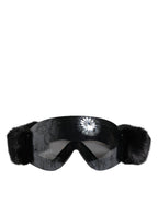 Dolce & Gabbana Black Bi0759 Lace Mirrored Ski Goggles Mask Sunglasses