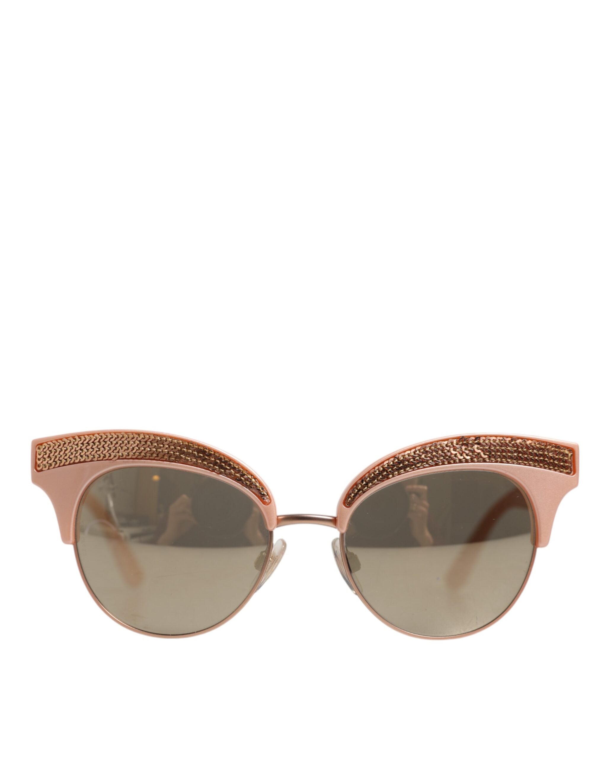 Dolce & Gabbana Pink Gold Mirrored Cat Eye DG6109 Sequined Sunglasses - Zeiniez