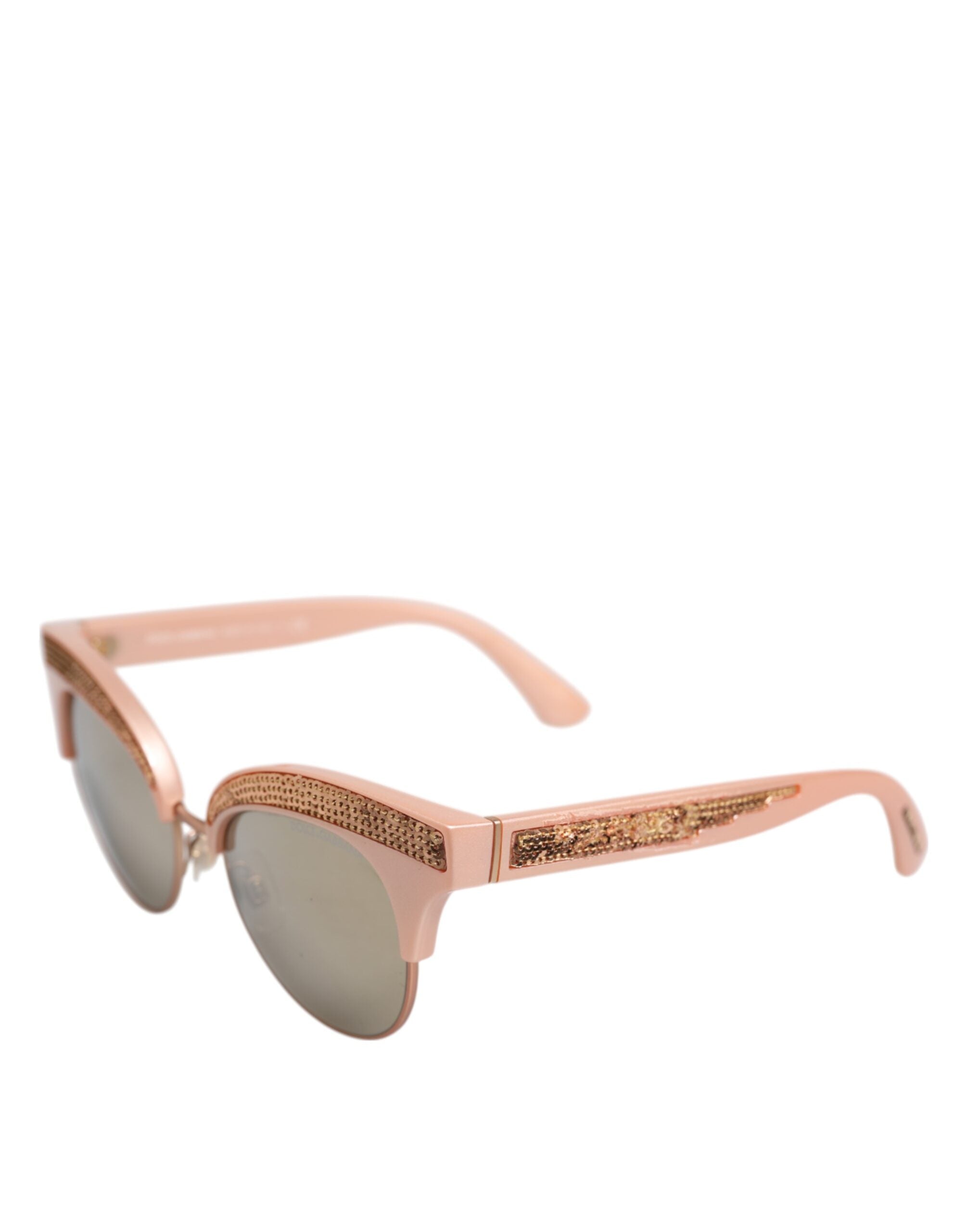 Dolce & Gabbana Pink Gold Mirrored Cat Eye DG6109 Sequined Sunglasses - Zeiniez