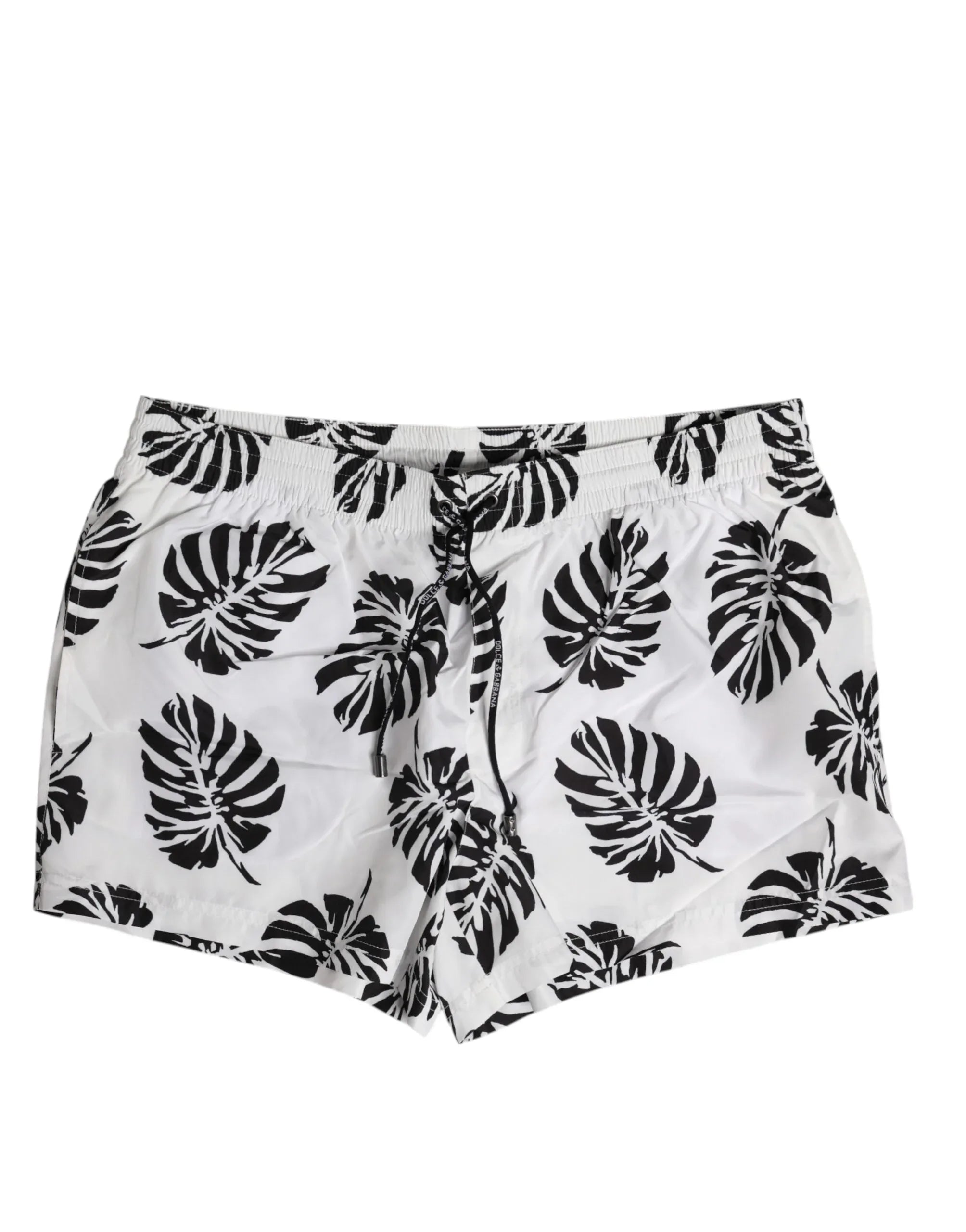 Dolce & Gabbana White Black Print Beachwear Shorts Swimwear - Zeiniez