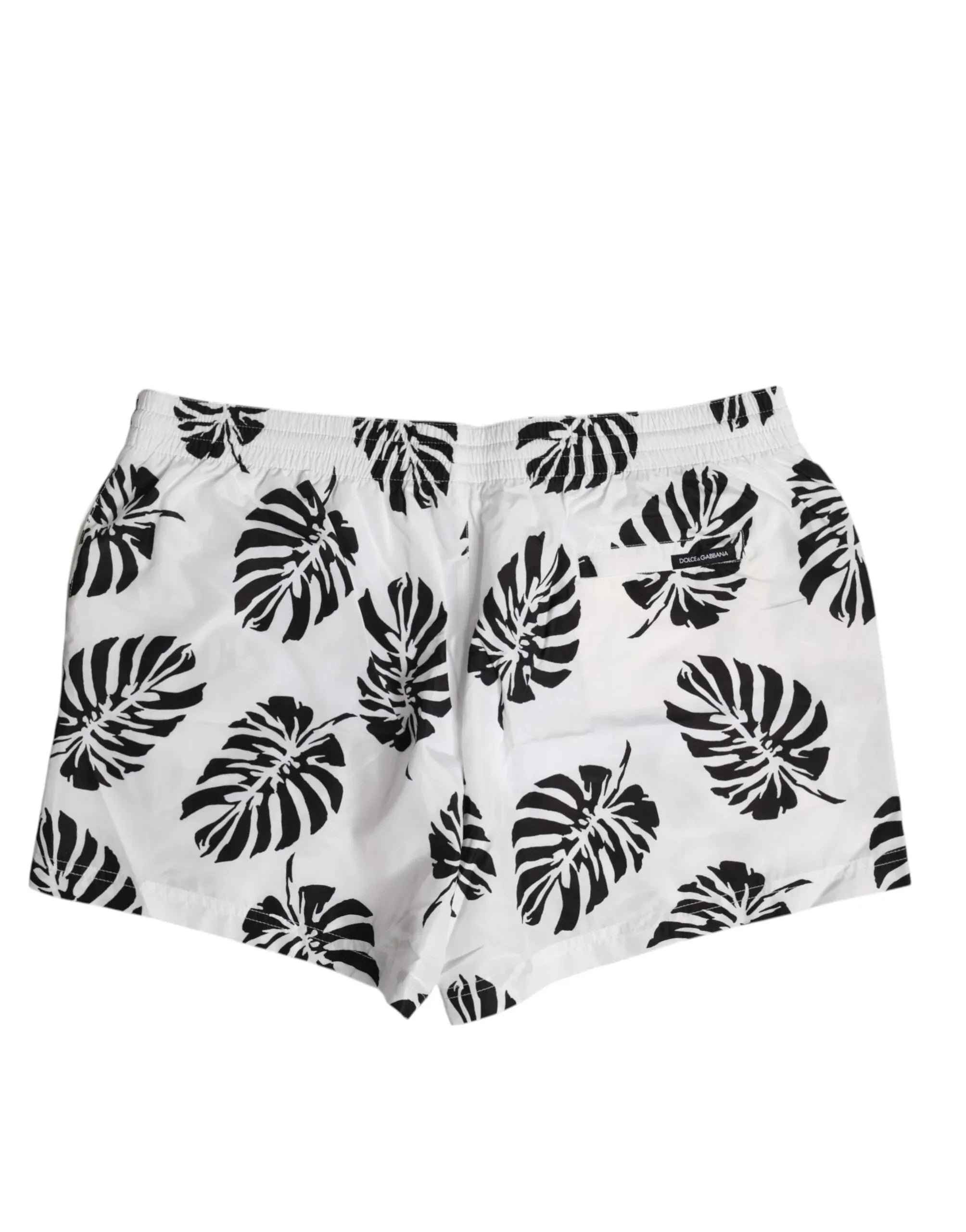 Dolce & Gabbana White Black Print Beachwear Shorts Swimwear - Zeiniez