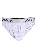 Dolce & Gabbana White Cotton Stretch Regular Brief Underwear - Zeiniez