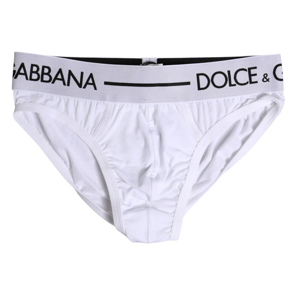 Dolce & Gabbana White Cotton Stretch Regular Brief Underwear - Zeiniez