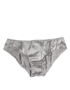 Dolce & Gabbana Gray Silk Stretch Bottom Low Waist Panty Underwear - Zeiniez