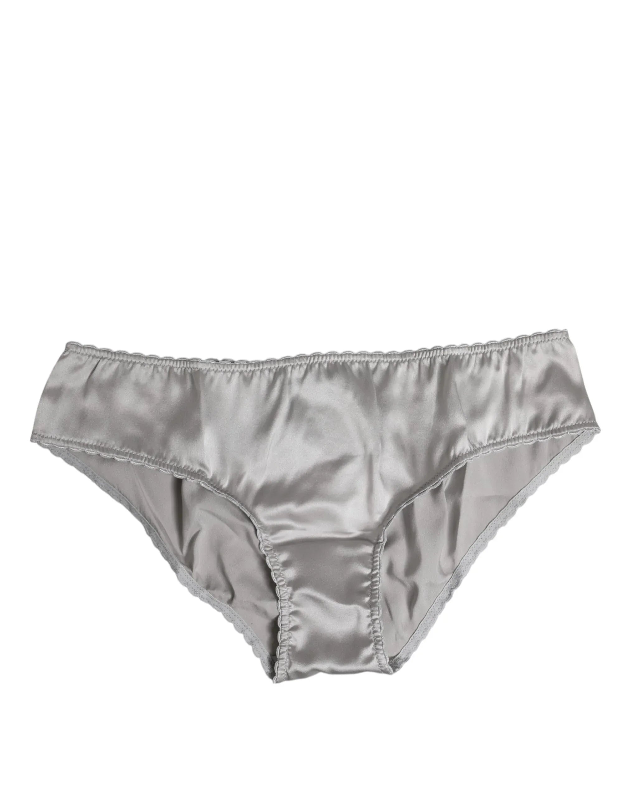 Dolce & Gabbana Gray Silk Stretch Bottom Low Waist Panty Underwear - Zeiniez