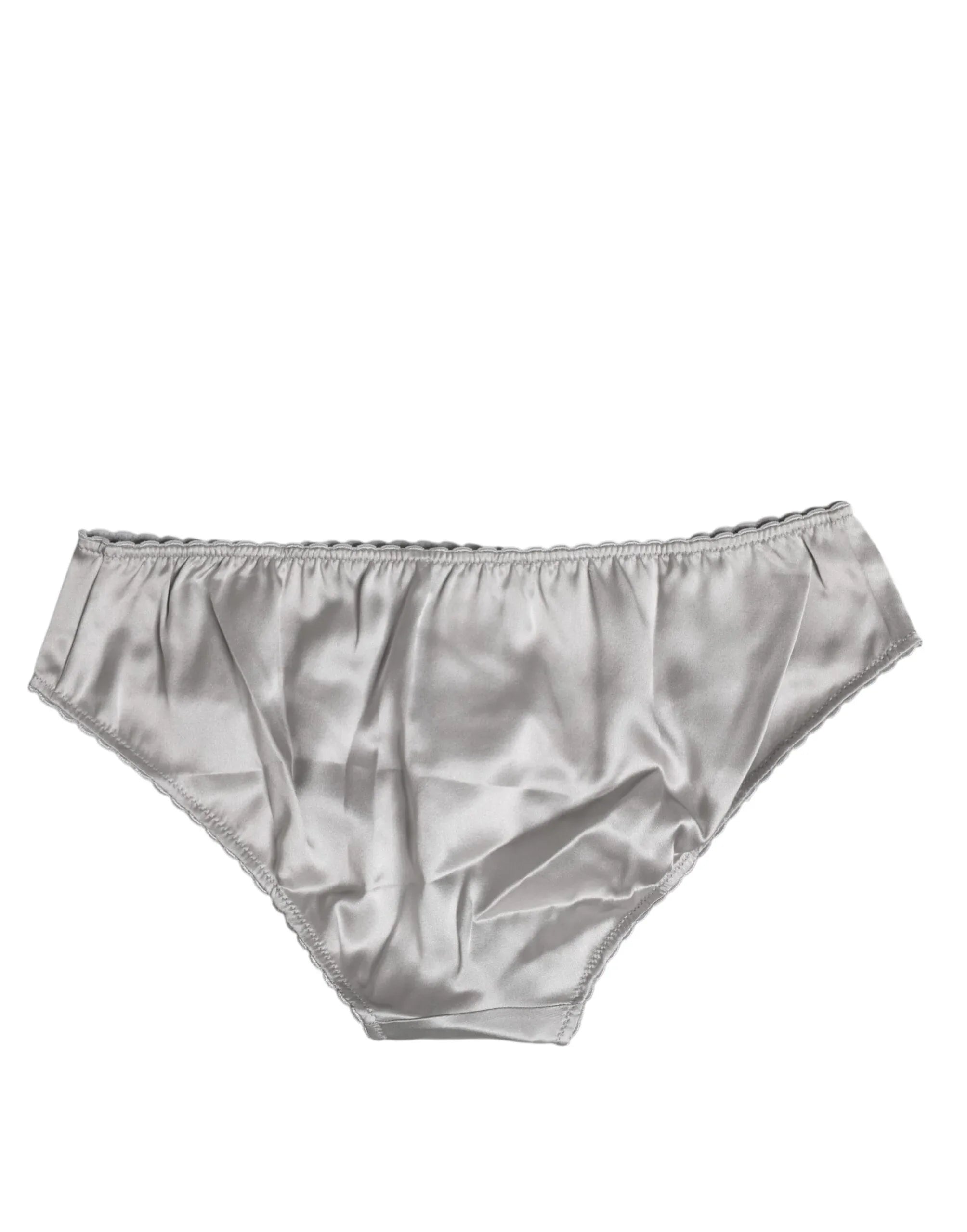 Dolce & Gabbana Gray Silk Stretch Bottom Low Waist Panty Underwear - Zeiniez