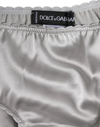 Dolce & Gabbana Gray Silk Stretch Bottom Low Waist Panty Underwear - Zeiniez