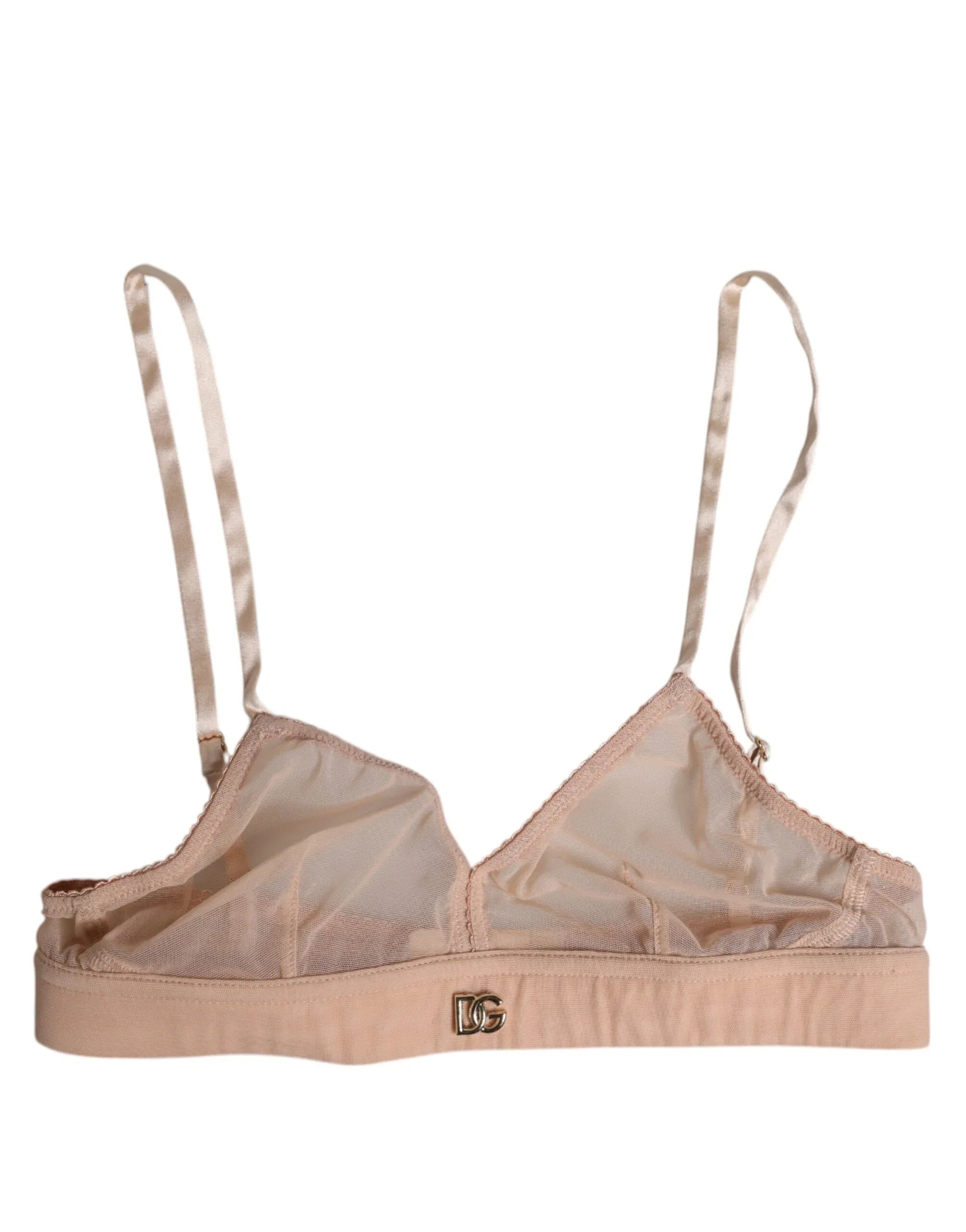 Dolce & Gabbana Powder Pink Nylon DG Logo Non Wire Bra Underwear - Zeiniez