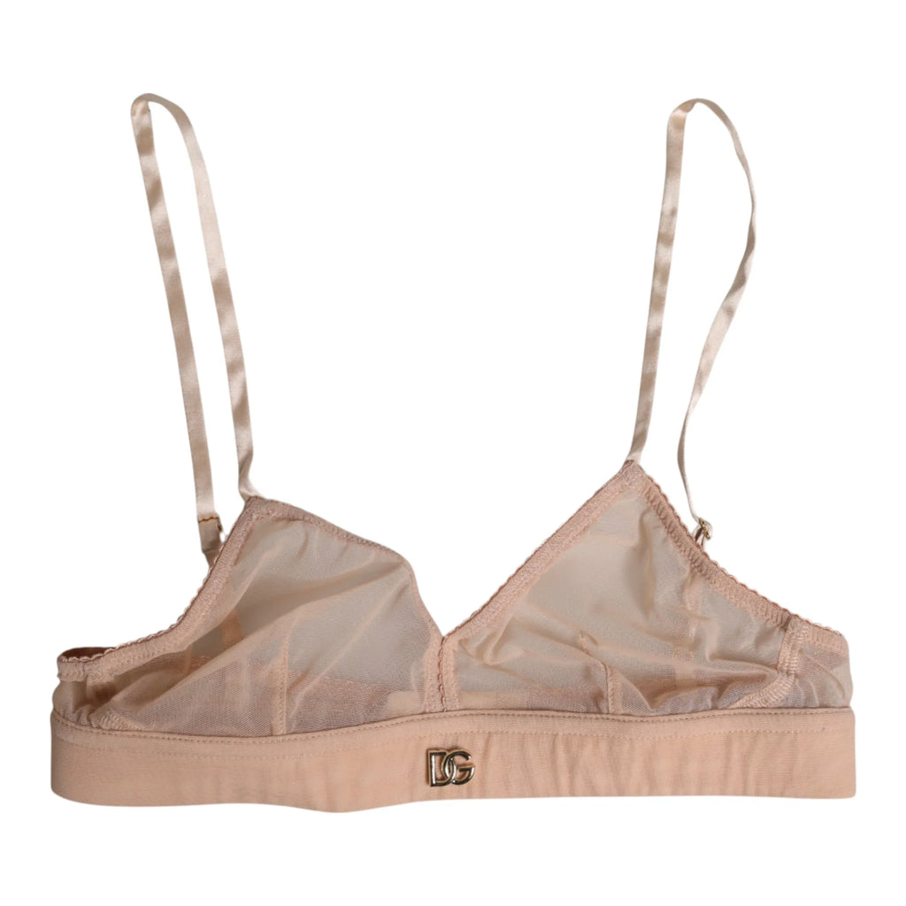 Dolce & Gabbana Powder Pink Nylon DG Logo Non Wire Bra Underwear - Zeiniez
