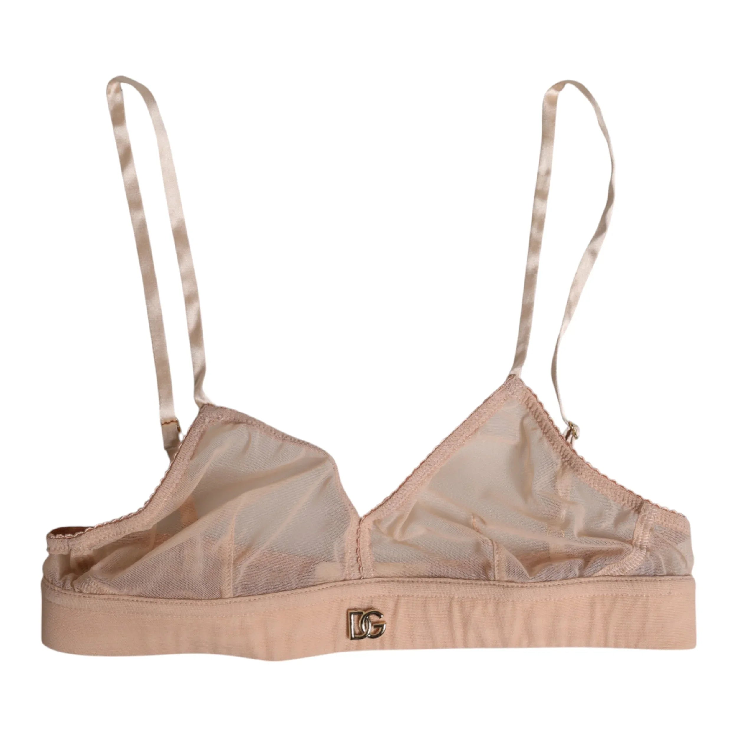 Dolce & Gabbana Powder Pink Nylon DG Logo Non Wire Bra Underwear - Zeiniez