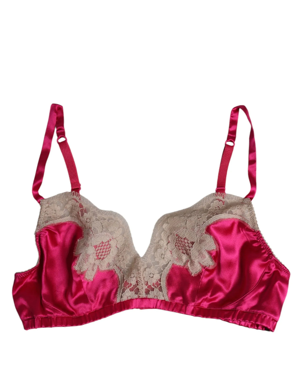 Dolce & Gabbana Magenta Floral Lace Silk Non Wire Bra Underwear - Zeiniez