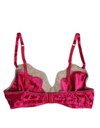 Dolce & Gabbana Magenta Floral Lace Silk Non Wire Bra Underwear - Zeiniez