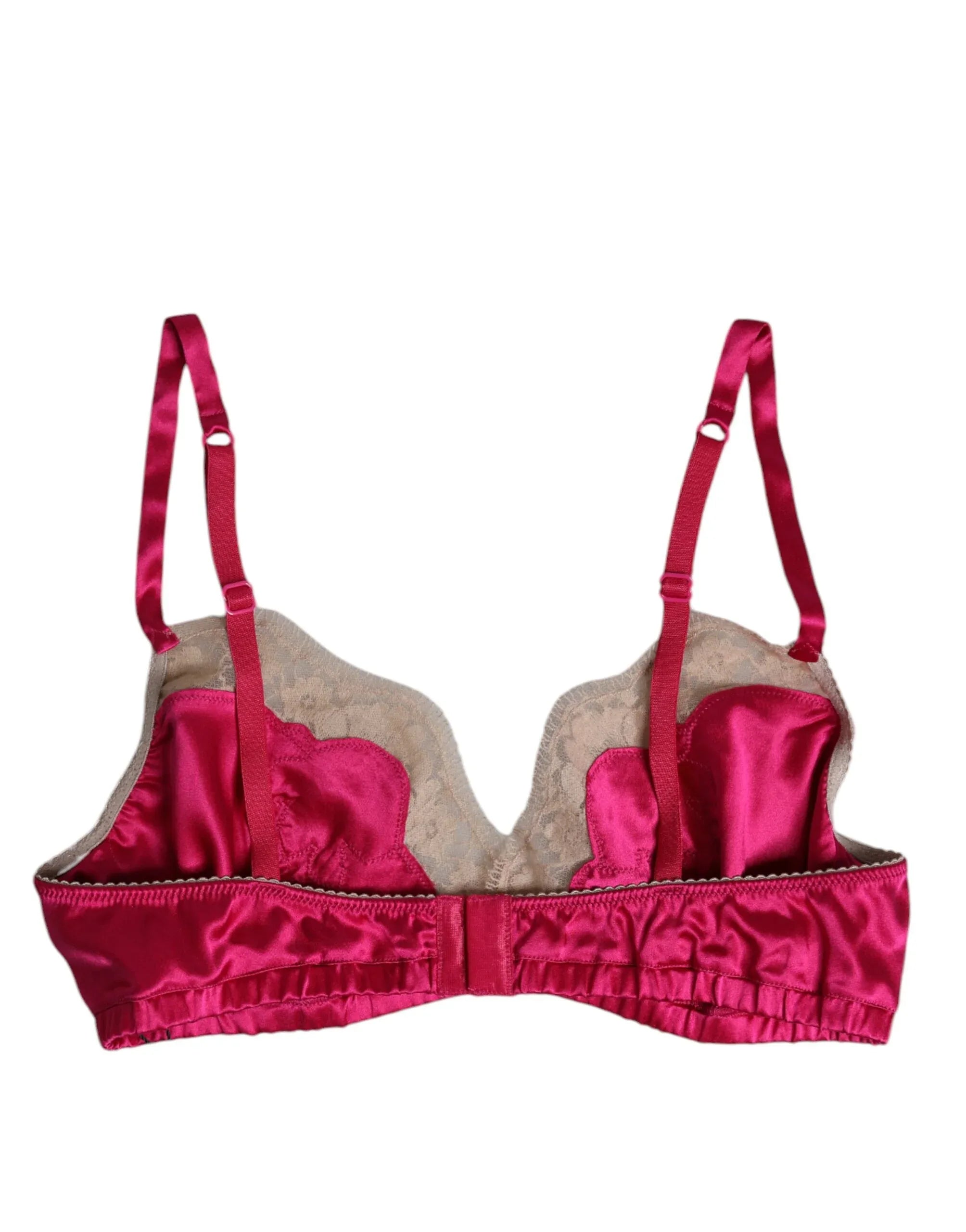 Dolce & Gabbana Magenta Floral Lace Silk Non Wire Bra Underwear - Zeiniez