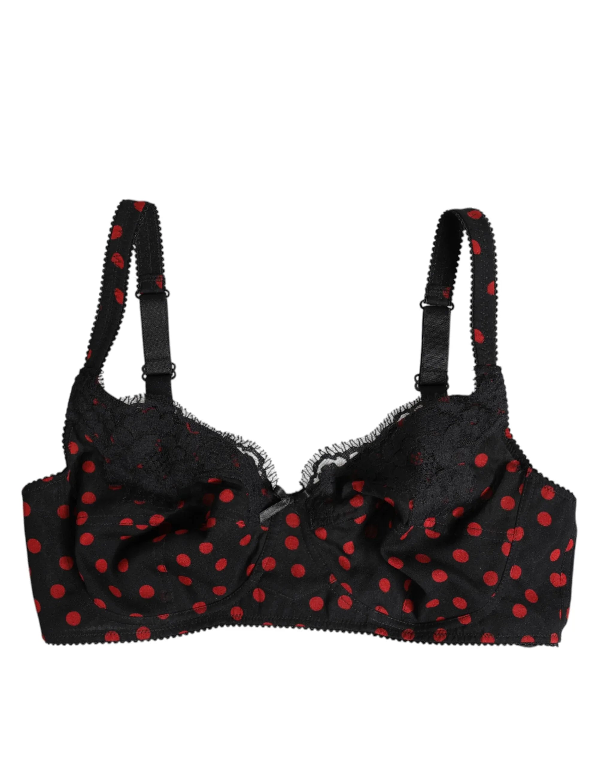 Dolce & Gabbana Black Red Polka Dot Underwired Balconette Underwear - Zeiniez