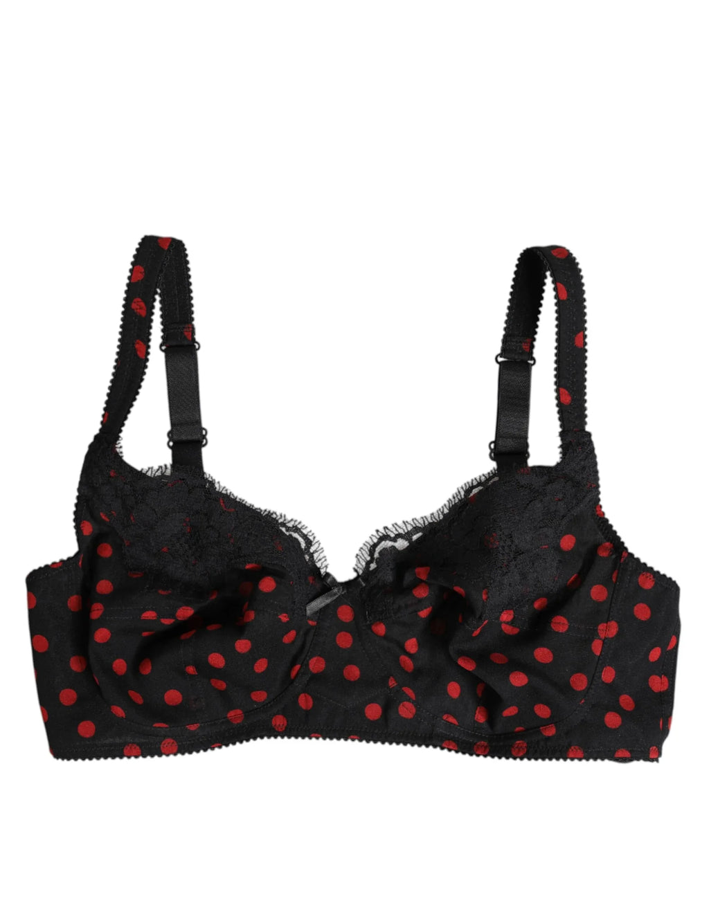 Dolce & Gabbana Black Red Polka Dot Underwired Balconette Underwear - Zeiniez