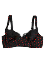 Dolce & Gabbana Black Red Polka Dot Underwired Balconette Underwear - Zeiniez