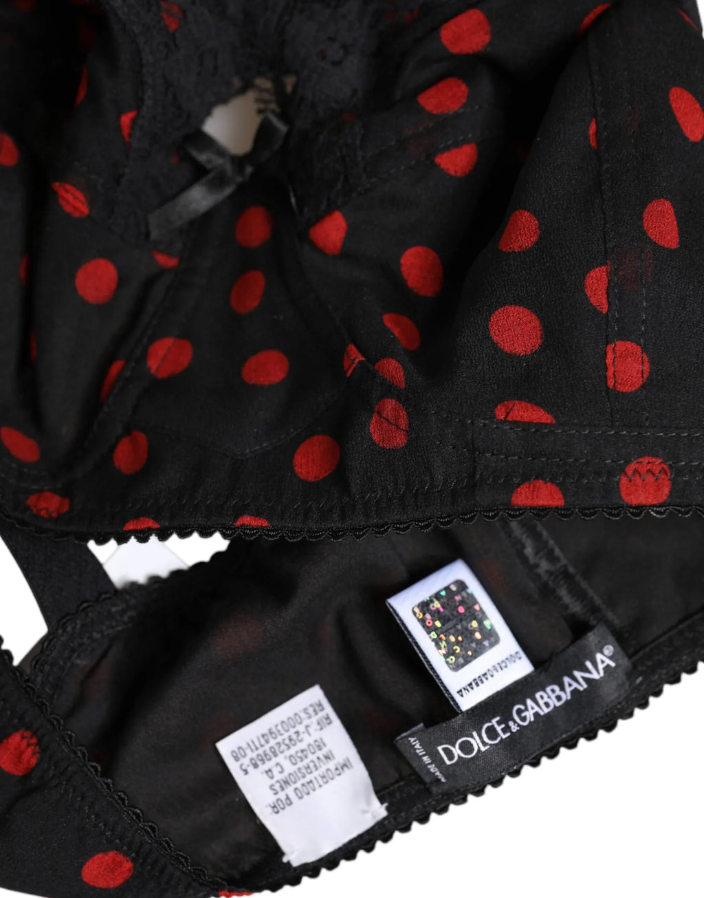 Dolce & Gabbana Black Red Polka Dot Underwired Balconette Underwear - Zeiniez