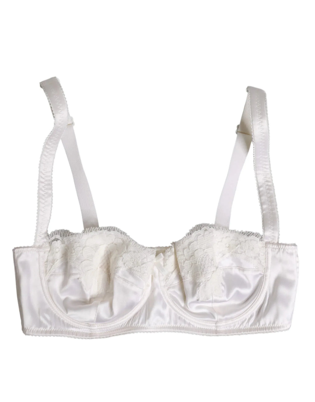 Dolce & Gabbana White Silk Underwired Balconette Bra Underwear - Zeiniez