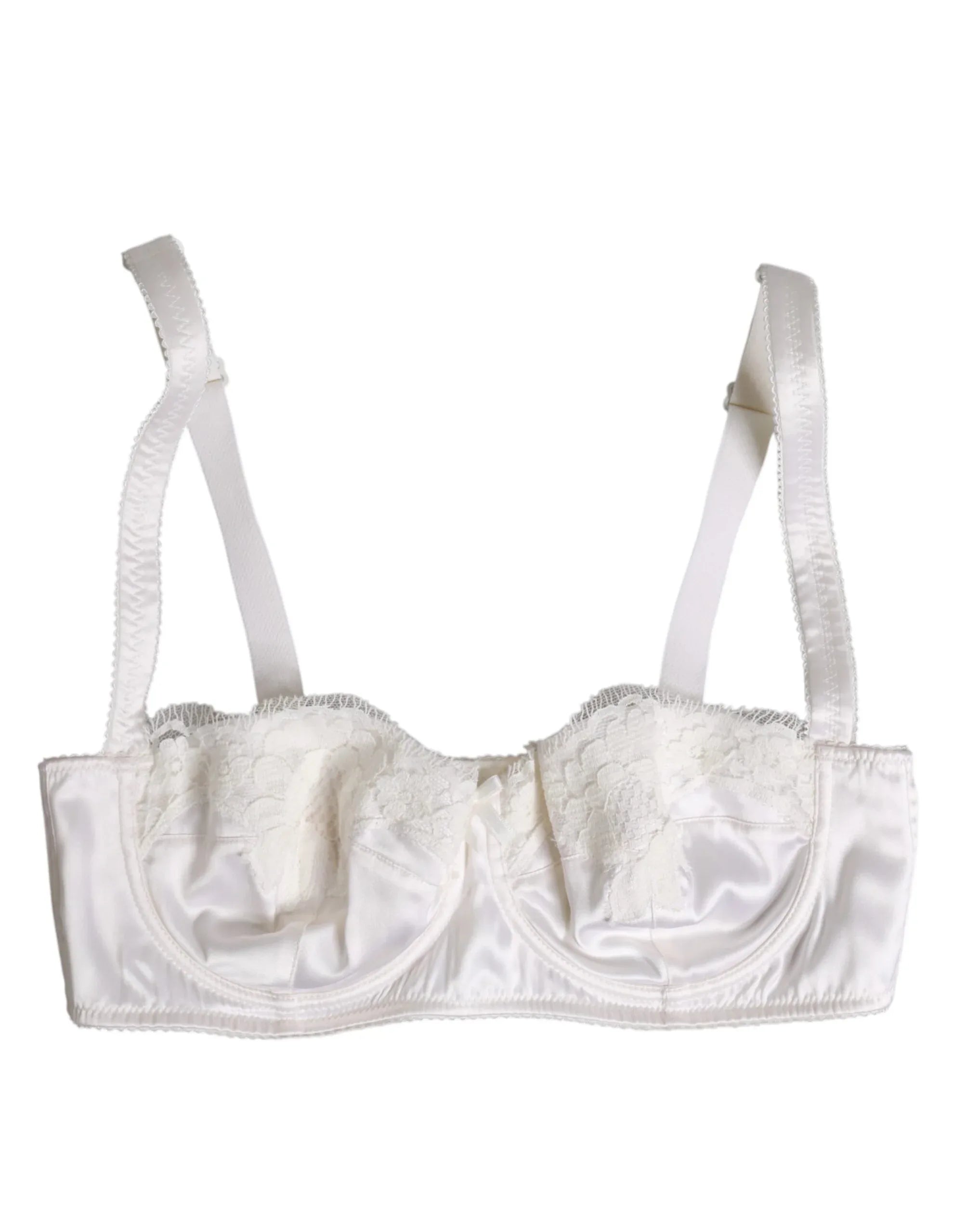 Dolce & Gabbana White Silk Underwired Balconette Bra Underwear - Zeiniez