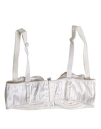 Dolce & Gabbana White Silk Underwired Balconette Bra Underwear - Zeiniez