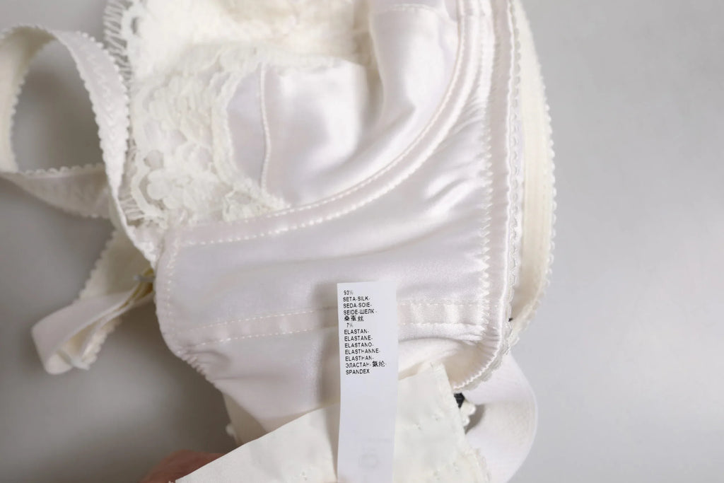 Dolce & Gabbana White Silk Underwired Balconette Bra Underwear - Zeiniez