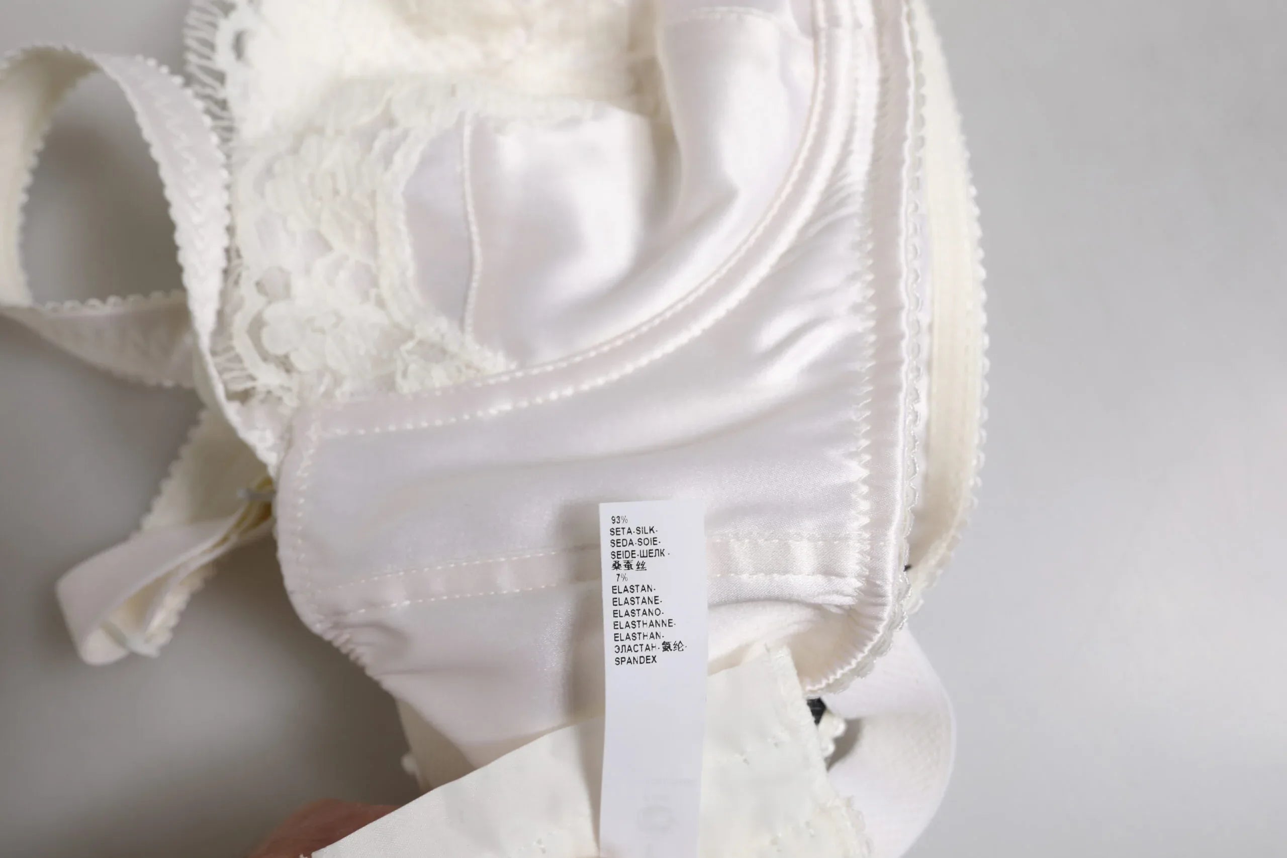 Dolce & Gabbana White Silk Underwired Balconette Bra Underwear - Zeiniez