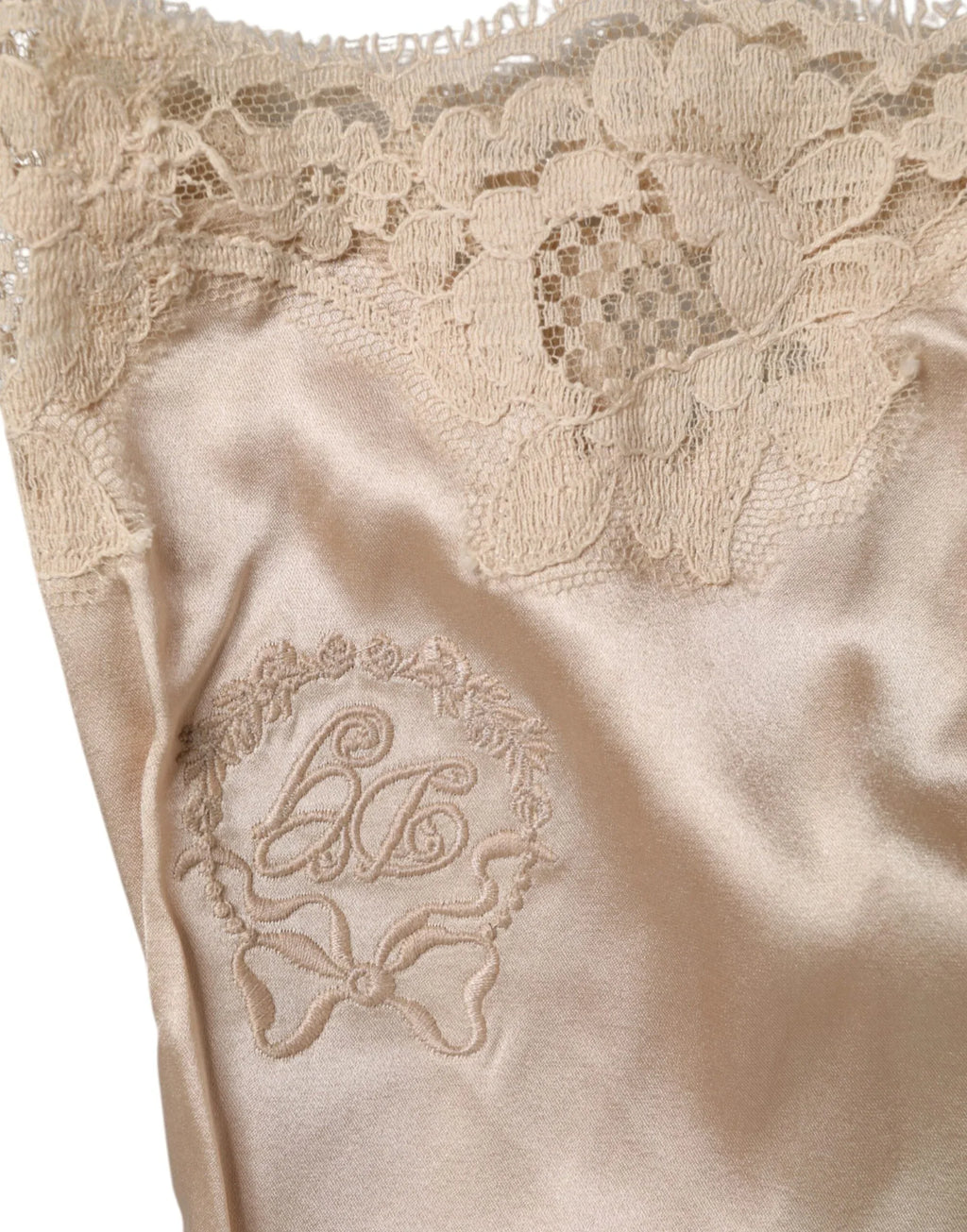 Dolce & Gabbana Beige Lace Silk Satin Tank Lingerie Underwear - Zeiniez