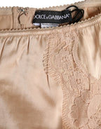 Dolce & Gabbana Beige Silk Lace High Waist Bikini Panty Underwear - Zeiniez