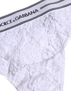 Dolce & Gabbana White Nylon Floral Lace Bottom Panty Underwear - Zeiniez