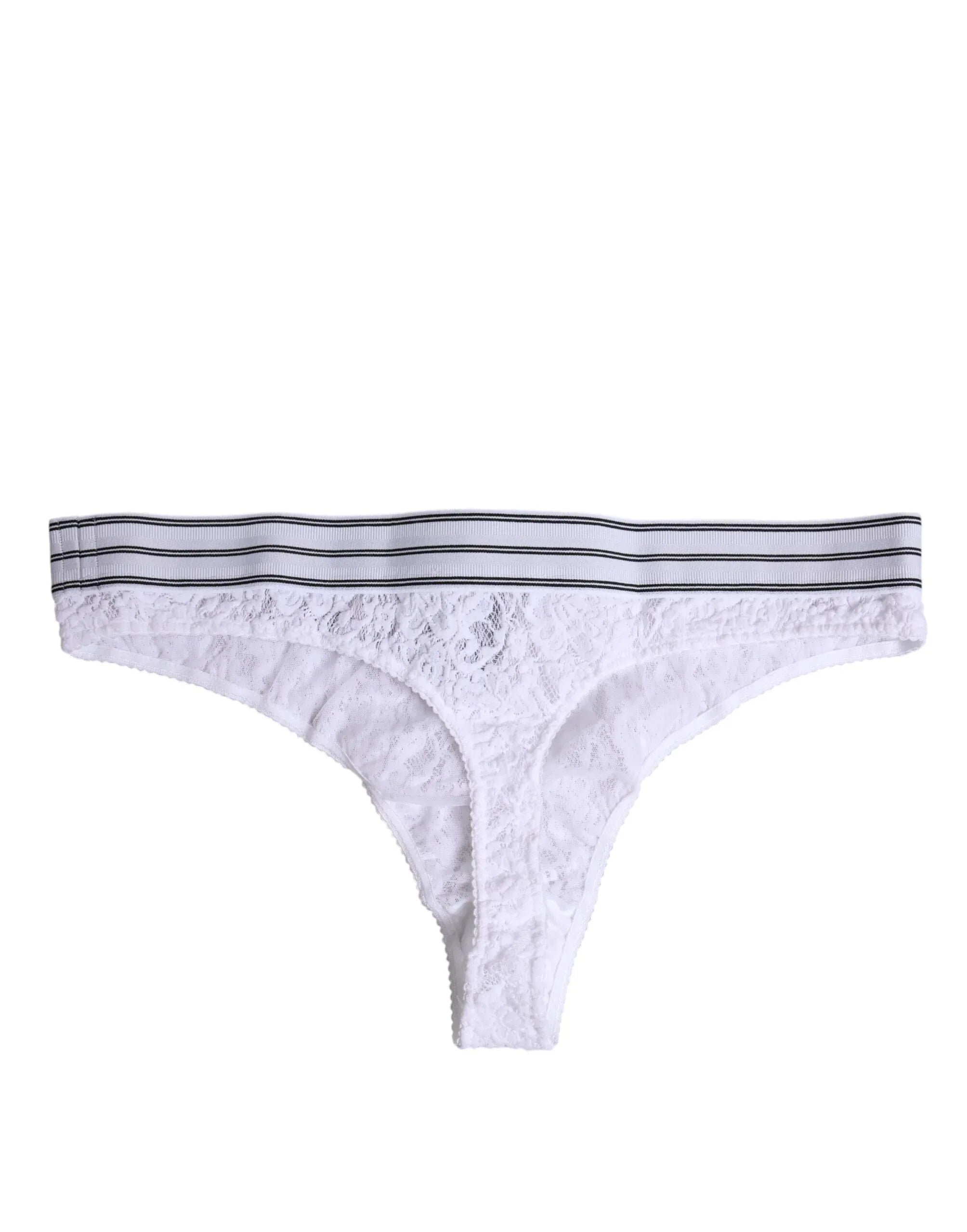 Dolce & Gabbana White Nylon Floral Lace Bottom Panty Underwear - Zeiniez