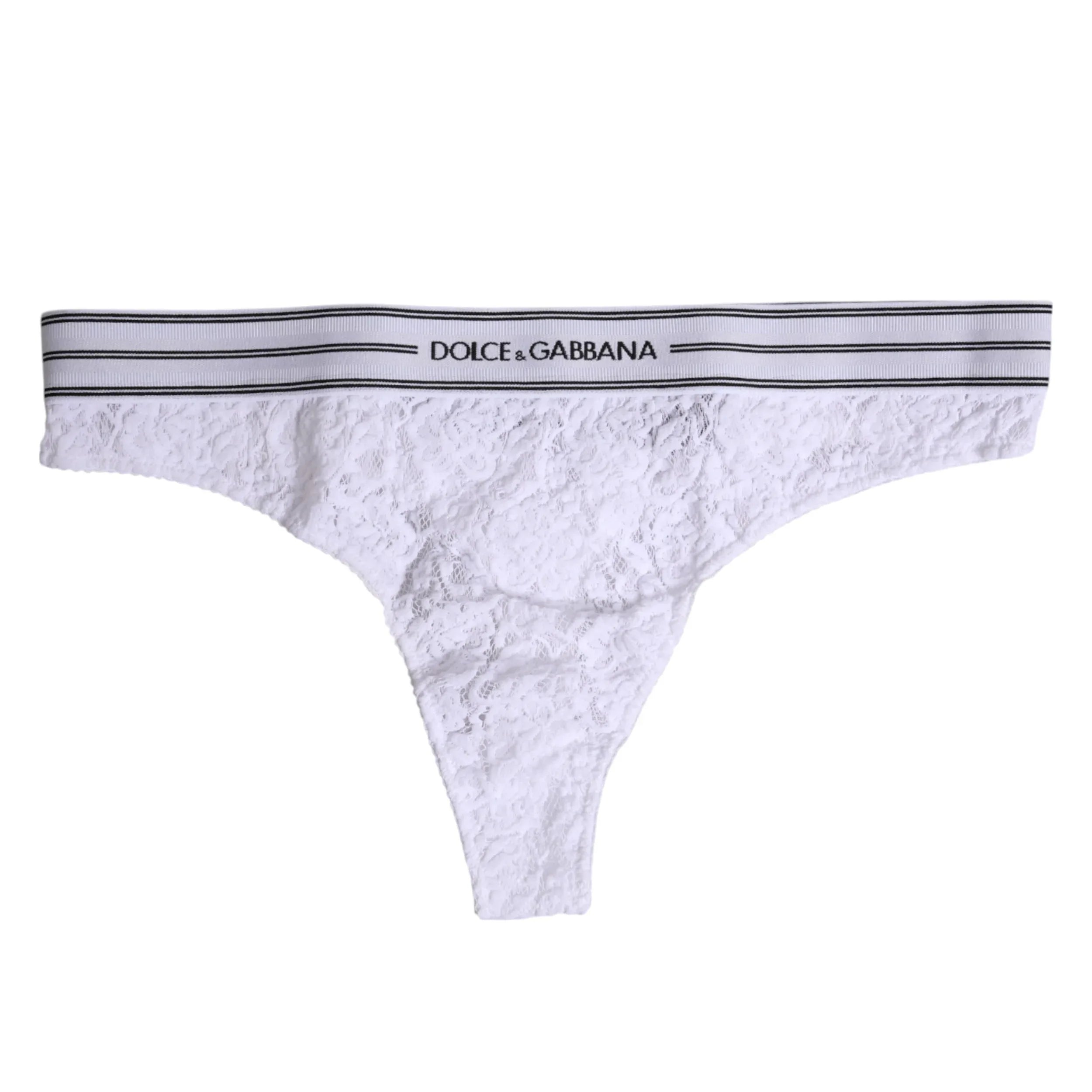 Dolce & Gabbana White Nylon Floral Lace Bottom Panty Underwear - Zeiniez